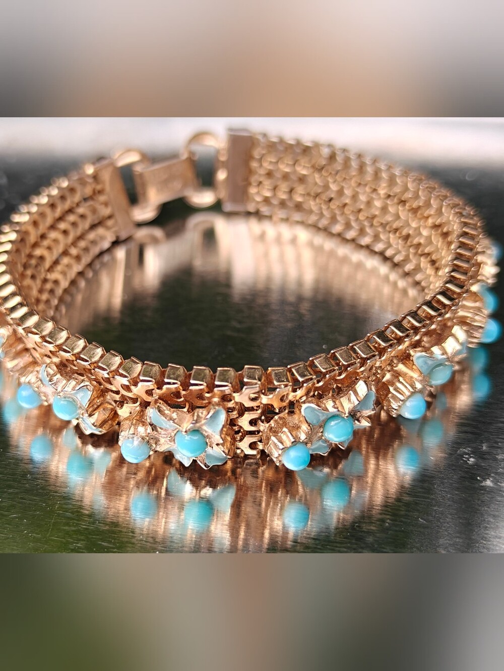 Vintage Kafin NY Turquoise Gold Plated bracelet